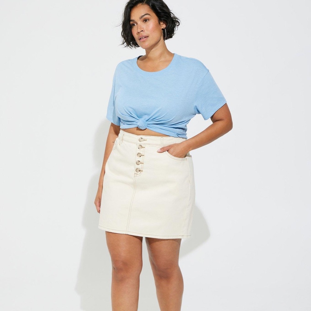 Torrid denim button fly mini skirt